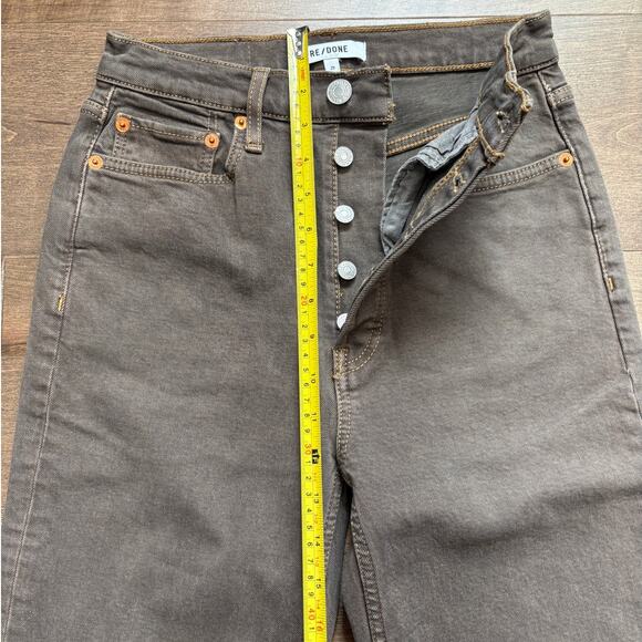 Redone Women's 70s Ultra High-Rise Stove Pipe Jeans size 25 Washed Chocolate NWT - Picture 2 of 8